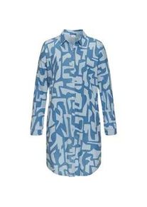 Nachthemd s.Oliver, Damen, Gr. 32/34, N-Gr, blau (hellblau, blau gemustert), Single Jersey, Obermaterial: 50% Baumwolle, 50% Viskose, l&auml;ssig geschnitten ca. Mitte Oberschenkel, V-Ausschnitt, 1-Knopf-Manschette, Kleider Nachthemd, mit grafischem Print