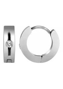 Adelia&acute;s Paar Creolen ADELIA ́S "Damen Creolen aus poliertem Edelstahl und Strass &Oslash; 5 mm", wei&szlig;, Ohrringe, Damen, Damen, Edelstahl