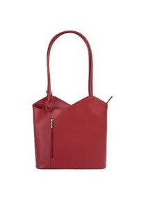 Cityrucksack CLUTY, Damen, Gr. B/H/T: 29cm x 28cm x 9cm, onesize, rot, Leder, Rindsleder, beschichtet, leicht gl&auml;nzend, Rucks&auml;cke Cityrucksack, echt Leder, Made in Italy