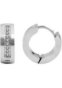 Adelia&acute;s Paar Creolen ADELIA ́S "Damen Creolen aus mattem Edelstahl und Strass &Oslash; 9 mm", wei&szlig;, Ohrringe, Damen, Damen, Edelstahl