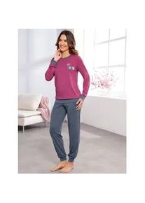 Schlafanzug, Damen, Gr. 36/38, blau (erika, rauchblau), 50% Baumwolle, 50% Polyester, Homewear-Sets Schlafanzug