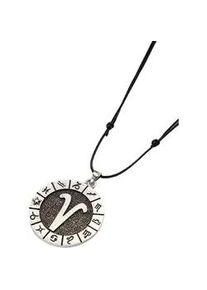 Kette mit Anh&auml;nger Firetti "Schmuck Geschenk Edelstahl Leder Halsschmuck Halskette Sternzeichen", wei&szlig; (silberfarben, schwarz, kristallwei&szlig;), Halsketten, Damen, Widder, Edelstahl Leder, L: 80 B: 2mm, Edelstahl, Leder, Made in Germany - mit Similistein, B:2mm