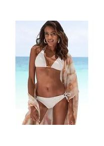 Bikini-Hose Lascana "Omara", Damen, Gr. 36, N-Gr, beige (creme), Microfaser, Recycling-Polyamid, unifarben, Badehosen Bikini-Hose, mit Lochstickerei