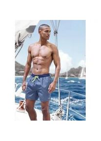 Badeshorts s.Oliver, Herren, Gr. M, N-Gr, blau (marine bedruckt), Recycling-Polyester, bedruckt, Badehosen Badeshorts, mit kontrastfarb