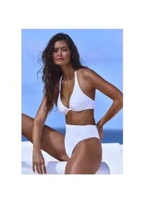 Highwaist-Bikini-Hose Copenhagen Studios "Nela", Damen, Gr. 42, N-Gr, wei&szlig;, Rippware, Recycling-Polyamid, strukturiert, unifarben, Badehosen, mit h&ouml;herem Beinausschnitt