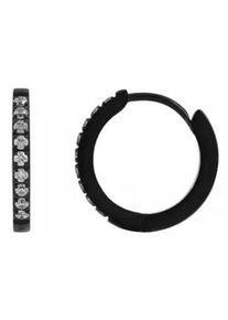 Adelia&acute;s Paar Creolen ADELIA ́S "Damen Creolen aus mattem Edelstahl und Strass &Oslash; 12 mm", silber, Ohrringe, Damen, Damen, Edelstahl