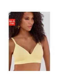 Push-up-BH Lascana "COMFY BRA", Damen, Gr. 80, Cup C, gelb (vanille), Piqu&eacute;, Obermaterial: 50% Baumwolle, 33% Polyamid, 14% Polyester, 3% Elasthan, Basic, BHs Push-up-BH, ohne B&uuml;gel aus Baumwolle, Basic Dessous