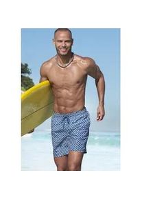 H.I.S. Badeshorts H.I.S, Herren, Gr. M (50), N-Gr, blau (blau bedruckt), Microfaser, Recycling-Polyester, bedruckt, Badehosen Badeshorts, aus recycelten Material