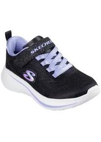 Sneaker Skechers "WAVE 92", Damen, Gr. 29, schwarz (schwarz, lila), Lederimitat, Textil, Glitzer, Schuhe Sneaker, Schlupfschuh mit Glitzer f&uuml;r M&auml;dchen, Gr&ouml;&szlig;enschablone zum Download