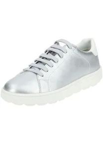Sneaker Geox "Geox Sneaker Lederimitat", Damen, Gr. 36, wei&szlig; (silber, wei&szlig;), Lederimitat, Schuhe Sneaker