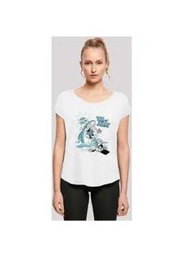 T-Shirt F4NT4STIC "Tom and Jerry TV Serie Summer Shark", Damen, Gr. L, wei&szlig;, Obermaterial: 100% Baumwolle, regular fit, Rundhals, ohne B&uuml;ndchen, Shirts T-Shirt, Damen,Premium Merch,Lang,Longshirt,Bedruckt
