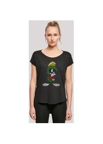 T-Shirt F4NT4STIC "Looney Tunes Marvin The Martian", Damen, Gr. XS, schwarz, Obermaterial: 100% Baumwolle, regular fit, Rundhals, ohne B&uuml;ndchen, Shirts T-Shirt, Damen,Premium Merch,Lang,Longshirt,Bedruckt