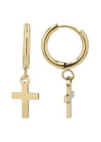 Adelia&acute;s Paar Ohrh&auml;nger ADELIA ́S "Unisex Ohrh&auml;nger aus Edelstahl mit Kreuz - - &Oslash; 8 mm", silber, Ohrringe, Damen, Unisex, Edelstahl