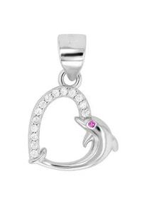 Adelia&acute;s Kettenanh&auml;nger ADELIA ́S "zeitloser Herz Anh&auml;nger aus 925 Sterling Silber", pink, Schmuckanh&auml;nger, Damen, Silber 925 (Sterlingsilber), Kettenanh&auml;nger