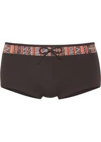 Bikini-Hotpants Buffalo, Damen, Gr. 42, N-Gr, braun (braun bedruckt), Xtra Life LYCRA, unifarben mit Farbeinsatz, Badehosen, Mit bedrucktem Kontrasteinsatz