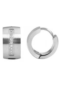 Adelia&acute;s Paar Creolen ADELIA ́S "Damen Creolen aus mattem Edelstahl und Strass &Oslash; 9 mm", silber, Ohrringe, Damen, Damen, Edelstahl