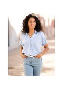 Schlupfbluse Classic Basics, Damen, Gr. 46, blau (bleu, wei&szlig;, gestreift), 100% Viskose, gemustert, mehrfarbig, Blusen Schlupfbluse