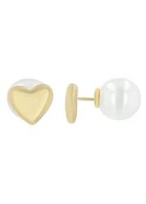 Adelia&acute;s Paar Ohrh&auml;nger ADELIA ́S "Damen Ohrstecker aus poliertem Edelstahl mit Herz und Perle", wei&szlig;, Ohrringe, Damen, Damen, Edelstahl