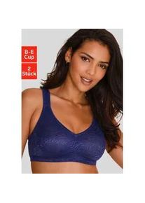 Soft-BH Petite Fleur, Damen, Gr. 75, Cup C, blau (navy, wei&szlig;), Spitze, Obermaterial: 89% Polyamid, 11% Elasthan, BHs Soft-BH, ohne B&uuml;gel aus gl&auml;nzendem Jacquardmaterial im Animal-Design