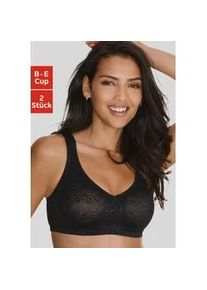 Soft-BH Petite Fleur, Damen, Gr. 95, Cup E, schwarz-wei&szlig; (schwarz, wei&szlig;), Spitze, Obermaterial: 89% Polyamid, 11% Elasthan, BHs Soft-BH, ohne B&uuml;gel aus gl&auml;nzendem Jacquardmaterial im Animal-Design