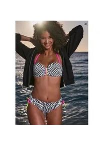 B&uuml;gel-Bandeau-Bikini-Top Buffalo "Gioletta", Damen, Gr. 38, Cup E, schwarz-wei&szlig; (schwarz, wei&szlig;), Obermaterial: 83% Polyamid, 17% Elasthan. Futter: 100% Polyester. Wattierung: 100% Polyester, bedruckt, gemustert, Bikini-Oberteile, Mit kontrastfarbigen Details