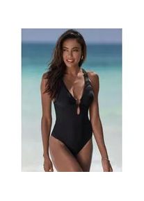 Badeanzug French Connection, Damen, Gr. 44, Cup A/B, schwarz, Recycling-Polyamid, Badeanz&uuml;ge Badeanzug, mit Zierring