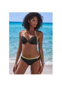 Push-Up-Bikini-Top Buffalo "Pop", Damen, Gr. 34, Cup AA, schwarz, Obermaterial: 83% Polyamid, 17% Elasthan. Wattierung: 100% Polyester, kontrastfarbene Details, unifarben, Bikini-Oberteile, Mit kontrastfarbigen Tr&auml;gern