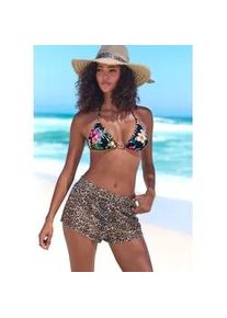 Badeshorts Buffalo "Simba", Damen, Gr. 44, N-Gr, bunt (leo, bedruckt), Obermaterial: 90% Polyester, 10% Elasthan, Badehosen Badeshorts, in H&auml;keloptik