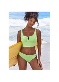 Crop-Bikini-Top Venice Beach "Lucky", Damen, Gr. 44, Cup C/D, gr&uuml;n (hellgr&uuml;n), Recycling-Polyamid, Rippoptik, unifarben, Bikini-Oberteile, mit V-B&uuml;gel Detail vorne