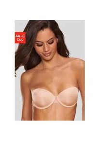 Schalen-BH Lascana, Damen, Gr. 75, Cup C, braun (toffee), Microtouch, Obermaterial: 60% Polyamid, 35% Polyester, 5% Elasthan, Basic, BHs Schalen-BH, mit transparentem R&uuml;cken und abnehmbarem Neckholder-Tr&auml;ger