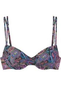 B&uuml;gel-Bikini-Top Venice Beach "Paislee", Damen, Gr. 40, Cup E, schwarz (schwarz bedruckt), Recycling-Polyamid, Paisleymuster, bedruckt, Bikini-Oberteile, bedruckt, verstellbare Doppeltr&auml;ger, herausnehmbare Softcups, Mix-Kini