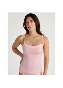 Spaghettitop Calida "Cate", Damen, Gr. L (48/50), rosa (frappe rose, pink), Single Jersey, Obermaterial: 92% Baumwolle, 8% Elasthan, unifarben, normal h&uuml;ftbedeckend, Rundhals, Tops, Satin-Einsatz, Single Jersey Qualit&auml;t, elastisch, weich, feminin