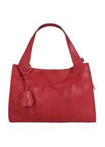 Shopper CLUTY, Damen, Gr. B/H/T: 40cm x 28cm x 11cm onesize, rot, Leder, leicht gl&auml;nzend, unifarben, Taschen Shopper, echt Leder, Made in Italy