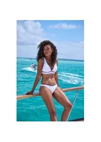 Bikini-Hose s.Oliver "Junis", Damen, Gr. 42, N-Gr, wei&szlig;, Recycling-Polyamid, kontrastfarbene Details, unifarben, Badehosen Bikini-Hose, im knappen Schnitt