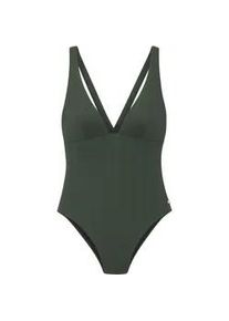 Badeanzug Copenhagen Studios "Nela", Damen, Gr. 40, Cup A/B, gr&uuml;n (dunkelgr&uuml;n), Rippware, Recycling-Polyamid, strukturiert, unifarben, Badeanz&uuml;ge Badeanzug, mit modischer Tr&auml;gerl&ouml;sung am R&uuml;cken