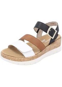 Keilsandalette Remonte "Remonte Sandalen Leder", Damen, Gr. 39, schwarz (schwarz, wei&szlig;), Leder, Schuhe