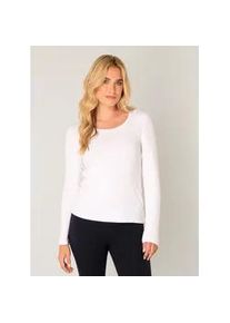 Langarmshirt Base Level, Damen, Gr. 38, wei&szlig;, Jersey, Obermaterial: 96% Viskose, 4% Elasthan, unifarben, regular fit h&uuml;ftbedeckend, Rundhals, Shirts Langarmshirt, mit Rundhalsausschnitt