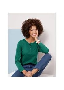 Langarmshirt Classic Basics "Langarm-Shirt", Damen, Gr. 40, gr&uuml;n, 100% Baumwolle, unifarben, Rundhals, Shirts Langarmshirt
