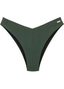 Bikini-Hose Copenhagen Studios "Nela", Damen, Gr. 36, N-Gr, gr&uuml;n (dunkelgr&uuml;n), Rippware, Recycling-Polyamid, strukturiert, unifarben, Badehosen Bikini-Hose, in V-f&ouml;rmiger Schnittform
