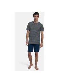 Shorty Tom Tailor "Longford", Herren, Gr. 52L, blau, Single Jersey, Obermaterial: 60% Baumwolle, 40% Polyester, bequem kurz, Rundhals, Homewear-Sets Shorty, Streifendesign, Kurzarm, Rundhalsausschnitt, kurze Hose, Baumwollmix