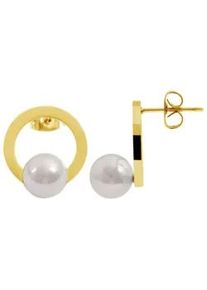 Adelia&acute;s Paar Ohrh&auml;nger ADELIA ́S "Damen Ohrstecker aus poliertem Edelstahl und Perle &Oslash; 15 mm", silber, Ohrringe, Damen, Damen, Edelstahl