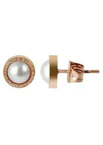 Adelia&acute;s Paar Ohrh&auml;nger ADELIA ́S "Damen Ohrstecker aus poliertem Edelstahl und Perle &Oslash; 8 mm", wei&szlig;, Ohrringe, Damen, Damen, Edelstahl