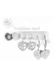 Adelia&acute;s Paar Ohrh&auml;nger ADELIA ́S "Damen Ohrstecker aus poliertem Edelstahl mit Herz - - &Oslash; 10 mm", silber, Ohrringe, Damen, Damen, Edelstahl