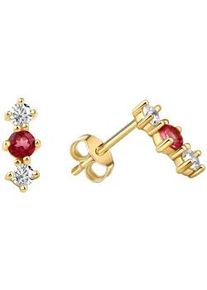 Paar Ohrstecker Vivance "375/- Gelbgold glanz Zirkonia und pionk Topas", gelb (gelb, pink), Ohrringe, Damen, one-size, Gold