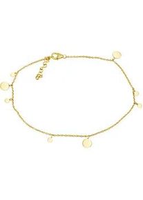 Fu&szlig;kette Vivance "925/- Sterling Silber vergoldet Pl&auml;ttchen", gelb, Fu&szlig;ketten, Damen, 23+3cm, Silber 925 (Sterlingsilber), gl&auml;nzend