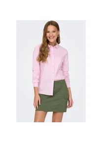 Jacqueline de Yong Hemdbluse JDY "JDYMIO L/S SHIRT WVN NOOS", Damen, Gr. 42, rosa (shocking pink stripes:small wei&szlig; stripes), Web, Obermaterial: 72% Baumwolle, 24% Polyester, 4% Elasthan, gestreift, regular fit h&uuml;ftlang, 1-Knopf-Manschette, Blusen Hemdbluse, unifarben oder gestreift