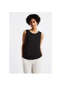 Rundhalsshirt Street One, Damen, Gr. 34, schwarz, Web, Vorderseite: 50% Baumwolle, 50% Polyester; R&uuml;ckseite: 50% Baumwolle, 50% Modal, unifarben, normal normal, Rundhals, B&uuml;ndchen, Shirts Rundhalsshirt, aus softem Materialmix