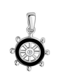 Kettenanh&auml;nger Vivance "925/- Sterling Silber rhodiniert Steuerrad Lack schwarz", wei&szlig;, Schmuckanh&auml;nger, Damen, one-size, Silber 925 (Sterlingsilber), 0,9 g, Kettenanh&auml;nger