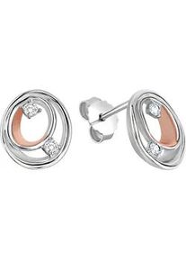 Paar Ohrstecker Vivance "925/- Sterling Silber rhodiniert und ros&eacute; vergoldet Zirkonia", bunt (mehrfarbig, wei&szlig;), Ohrringe, Damen, one-size, Silber 925 (Sterlingsilber)