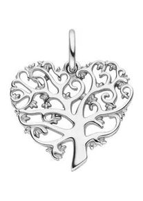 Kettenanh&auml;nger Jobo "Herzf&ouml;rmiger Lebensbaum", silber (silber 925), Schmuckanh&auml;nger, Damen, Silber 925 (Sterlingsilber), Kettenanh&auml;nger, 925 Silber 15 mm